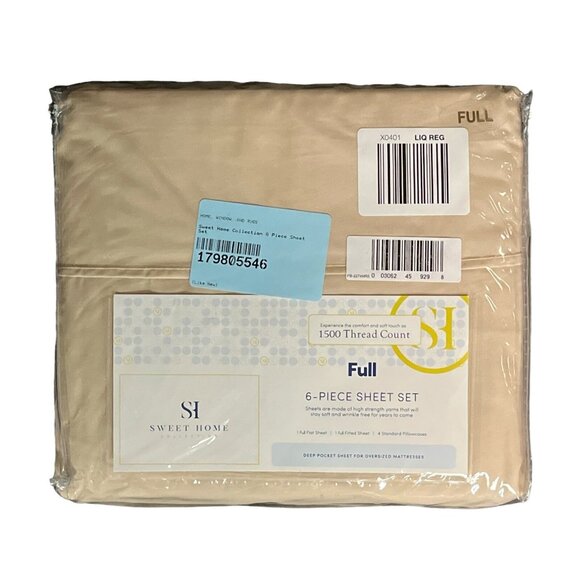 Sweet Home Collection Beige 1500 Count 6 Piece Bedroom Full Bed Sheet Set - Picture 6 of 7